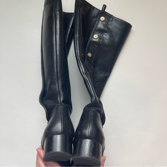 Nine West Oreyan Tall Black Leather Boots Studded Size 9.5 - Picture 6 of 14